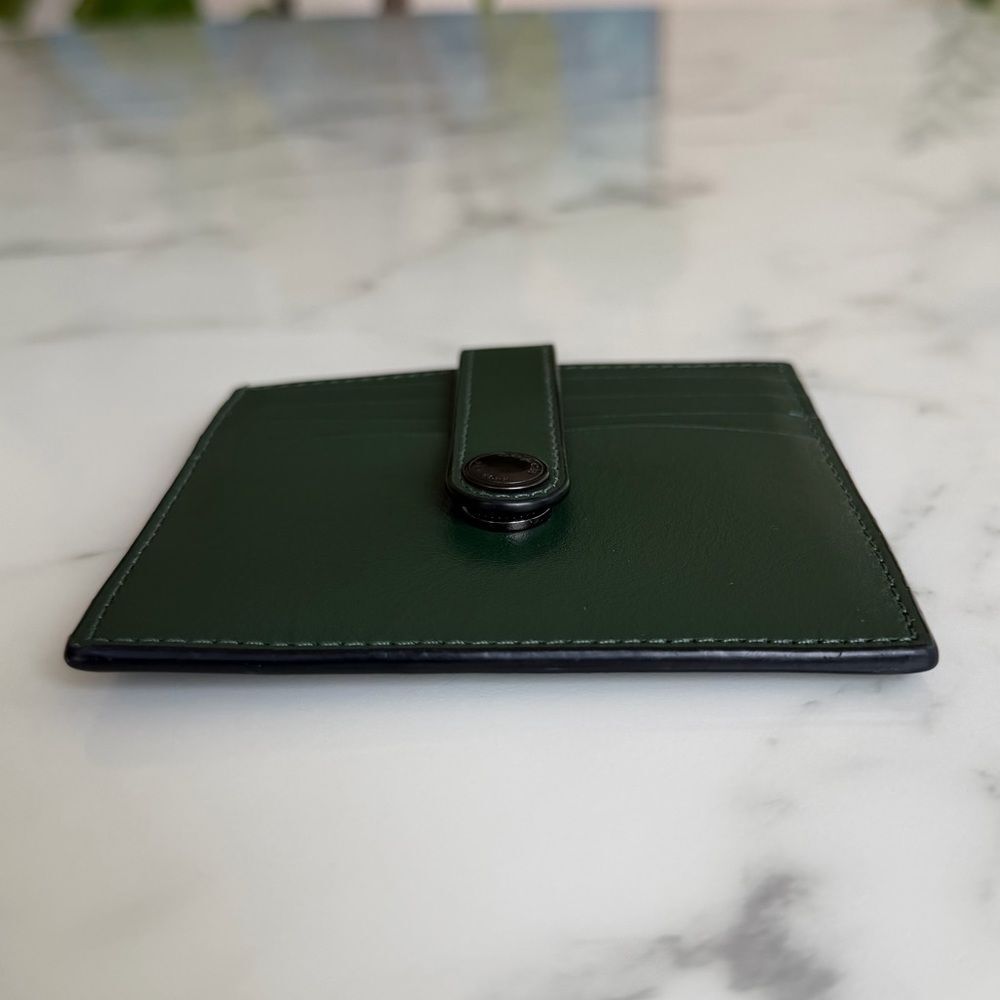 Coach Heritage Card Case Dark Clover Green Leather Snap Wallet C3162 Unisex - Picture 8 of 11